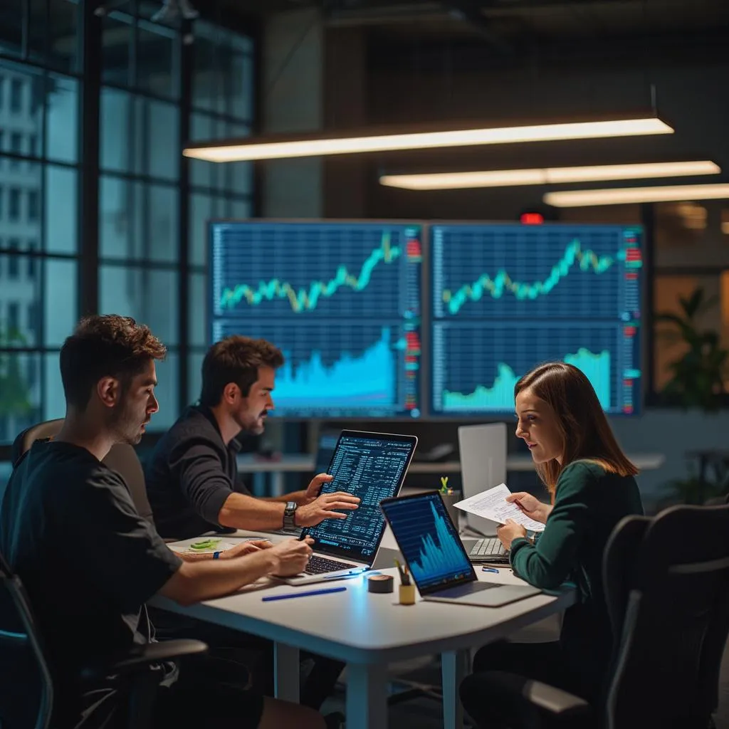 Equipo analizando datos financieros